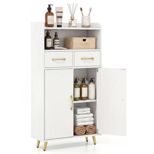 Bathroom Storage Cabinet Freestanding Floor Cabinet with 2 Drawers and 2 Doors-White view 4