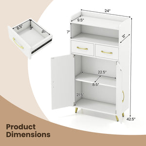 Bathroom Storage Cabinet Freestanding Floor Cabinet with 2 Drawers and 2 Doors-White view 5