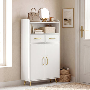 Bathroom Storage Cabinet Freestanding Floor Cabinet with 2 Drawers and 2 Doors-White view 6