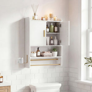 Bathroom Wall Cabinet Wall Mounted Medicine Cabinet with Towel Bars-White view 3