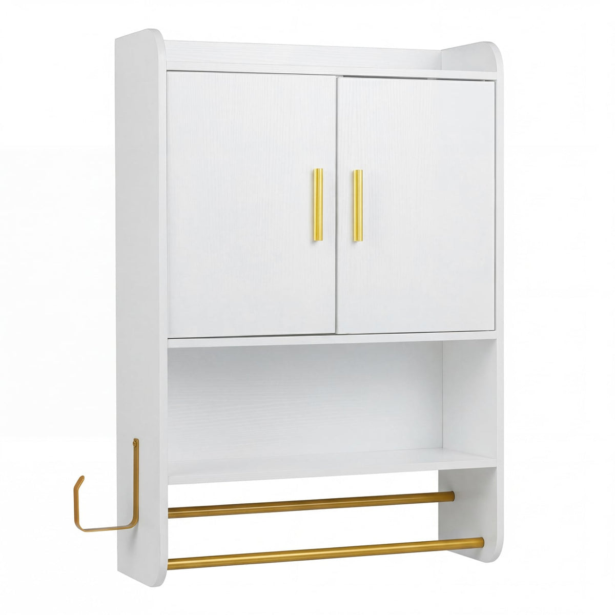 Bathroom Wall Cabinet Wall Mounted Medicine Cabinet with Towel Bars-White view 4
