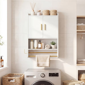 Bathroom Wall Cabinet Wall Mounted Medicine Cabinet with Towel Bars-White view 7