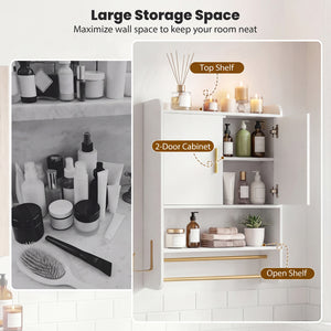 Bathroom Wall Cabinet Wall Mounted Medicine Cabinet with Towel Bars-White view 9