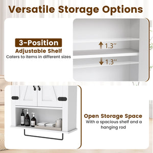 Bathroom Wall Cabinet with Towel Bar Farmhouse Medicine Cabinet-White view 6