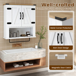 Bathroom Wall Cabinet with Towel Bar Farmhouse Medicine Cabinet-White view 8