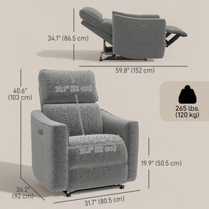 Power Recliner Chair, Chenille Upholstered Recliner Chair with USB Ports, Footrest, Dark Grey – view 2