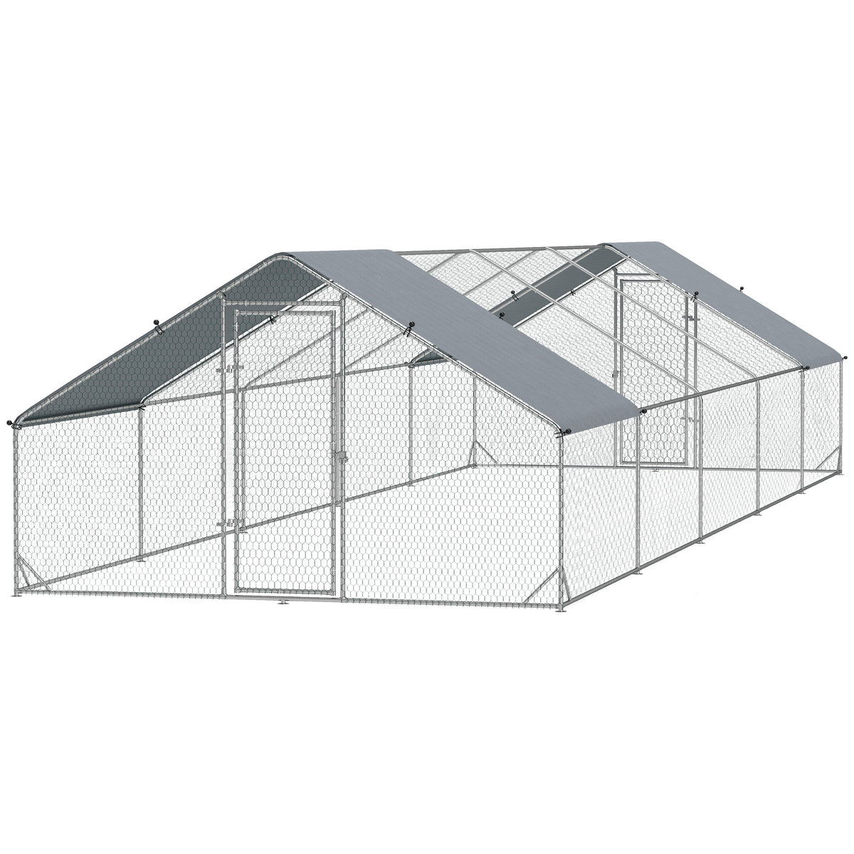 9.8' x 19.7' x 6.6' Chicken Coop Cage, Outdoor Hen House w/Cover & Lockable Door