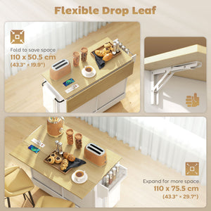 Kitchen Island Cart with Charging Station and Drop Leaf – view 11