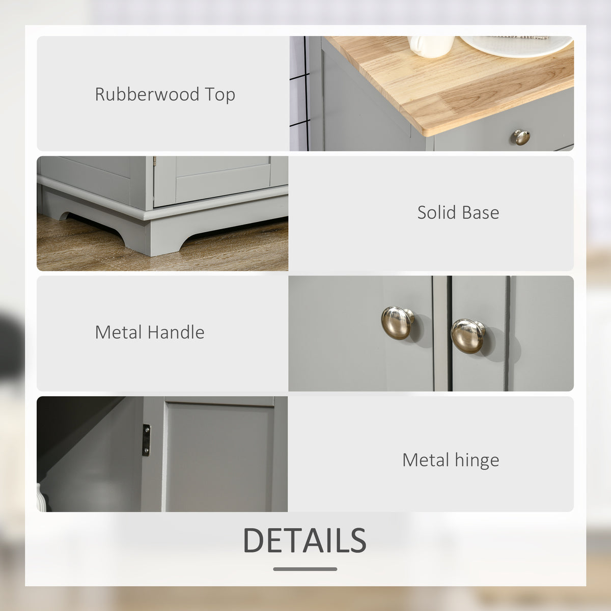Modern Sideboard, Buffet Cabinet with Storage Cabinets, Drawers and Adjustable Shelves for Living Room, Grey
