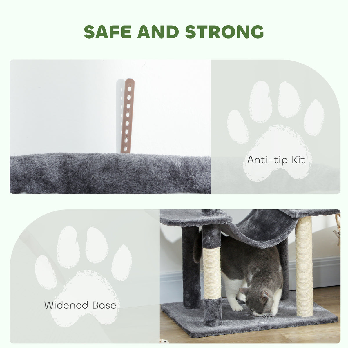 69" Cat Tree, Multi-Level Cat Tower with 2 Condos, Plush Perch and Sisal Scratching Posts, Dark Grey – view 5