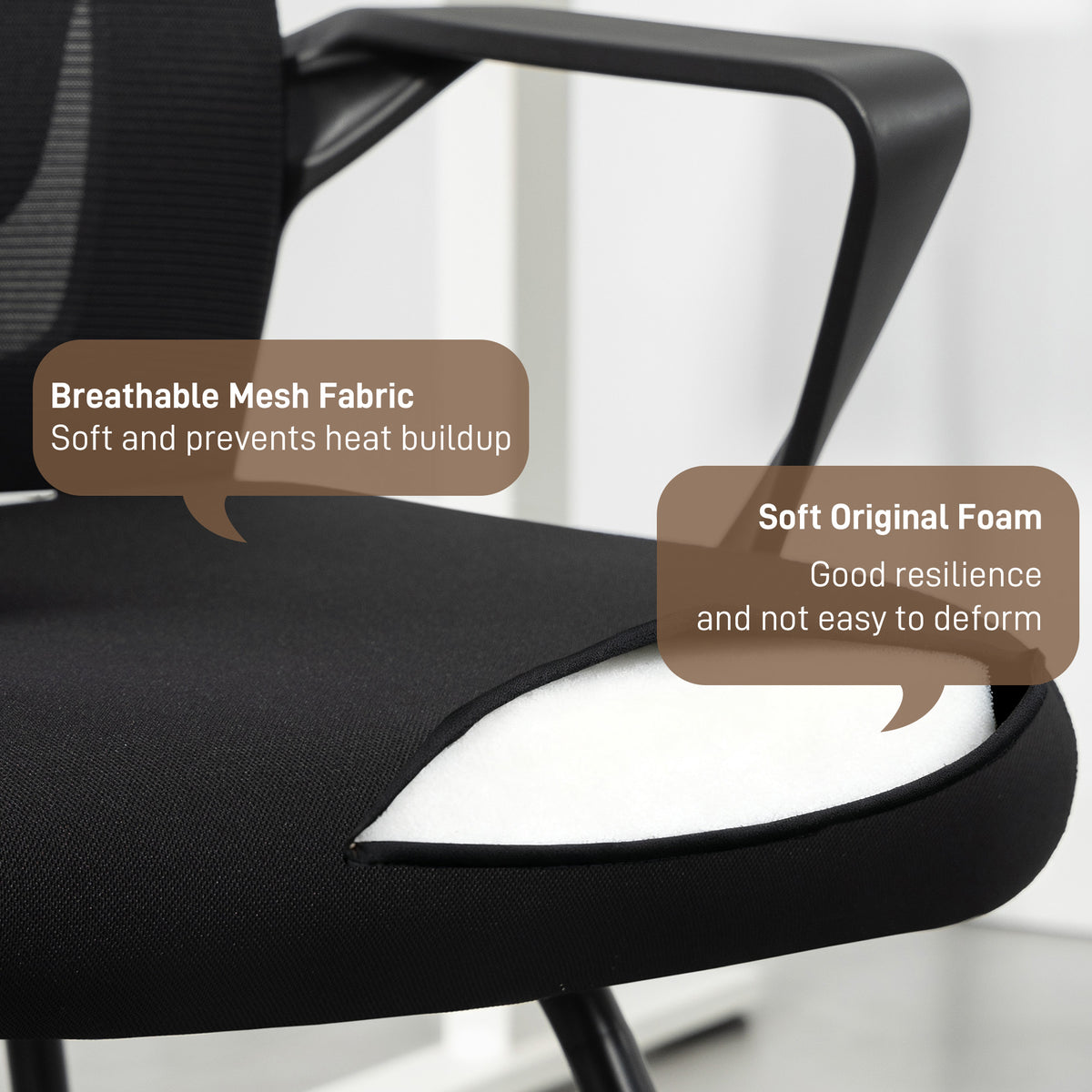 Desk Chair, Desk Chair No Wheels with Mesh Back, Lumbar Support, Metal Base for Reception, Conference