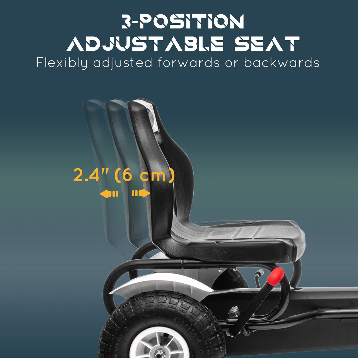 Aosom Pedal Go Kart for Kids, Pedal Car with Adjustable Bucket, Handbrake, 4 Rubber Wheels Powered Ride
