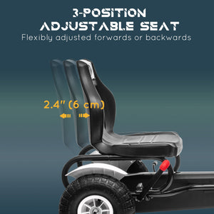 Aosom Pedal Go Kart for Kids, Pedal Car with Adjustable Bucket, Handbrake, 4 Rubber Wheels Powered Ride