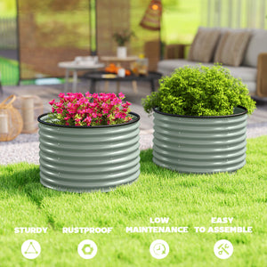 Set of 2 Raised Garden Bed, Metal Planter Box with Safety Edging, Easy-to-assemble Stock Tank, Dark Grey – view 27