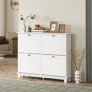 Modern Shoe Storage Cabinet, Narrow Shoe Cabinet with 4 Flip Drawers, Adjustable Shelves – view 14