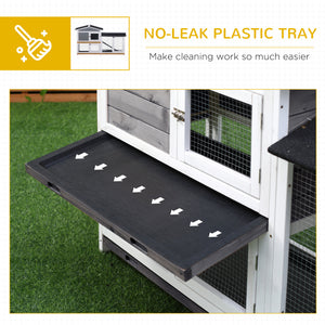 2-tier Wood Rabbit Hutch Backyard Bunny Cage Small Animal House w/ Ramp and Outdoor Run, Yellow – view 12