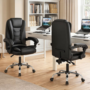 Big High Back Executive Chair with Linkage Armrests and Leather Padded Seat for Office-Black view 2
