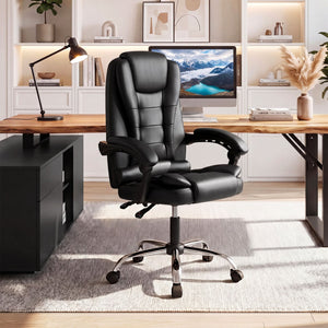 Big High Back Executive Chair with Linkage Armrests and Leather Padded Seat for Office-Black view 5