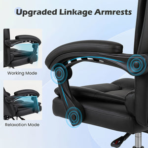 Big High Back Executive Chair with Linkage Armrests and Leather Padded Seat for Office-Black view 6