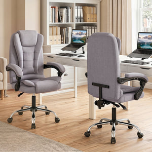 Big High Back Executive Chair with Linkage Armrests and Leather Padded Seat for Office-Gray view 2