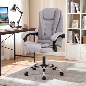 Big High Back Executive Chair with Linkage Armrests and Leather Padded Seat for Office-Gray view 3