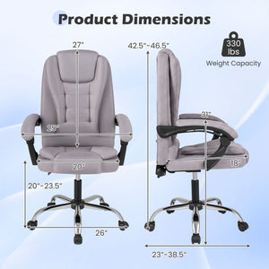 Big High Back Executive Chair with Linkage Armrests and Leather Padded Seat for Office-Gray view 4