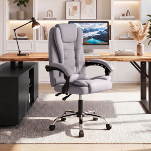 Big High Back Executive Chair with Linkage Armrests and Leather Padded Seat for Office-Gray view 5