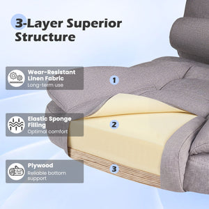 Big High Back Executive Chair with Linkage Armrests and Leather Padded Seat for Office-Gray view 8