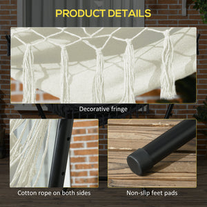 Patio Hammock Chair with Stand, Outdoor Hammock Swing Hanging Lounge Chair with Side Pocket and Headrest, Cream