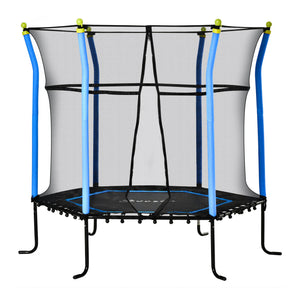 Soozier 63" Kids Trampoline Mini Indoor Bouncer Jumper with Enclosure Net Elastic Thick Padded Pole Gift for Child Toddler Age 3-6 Years Old