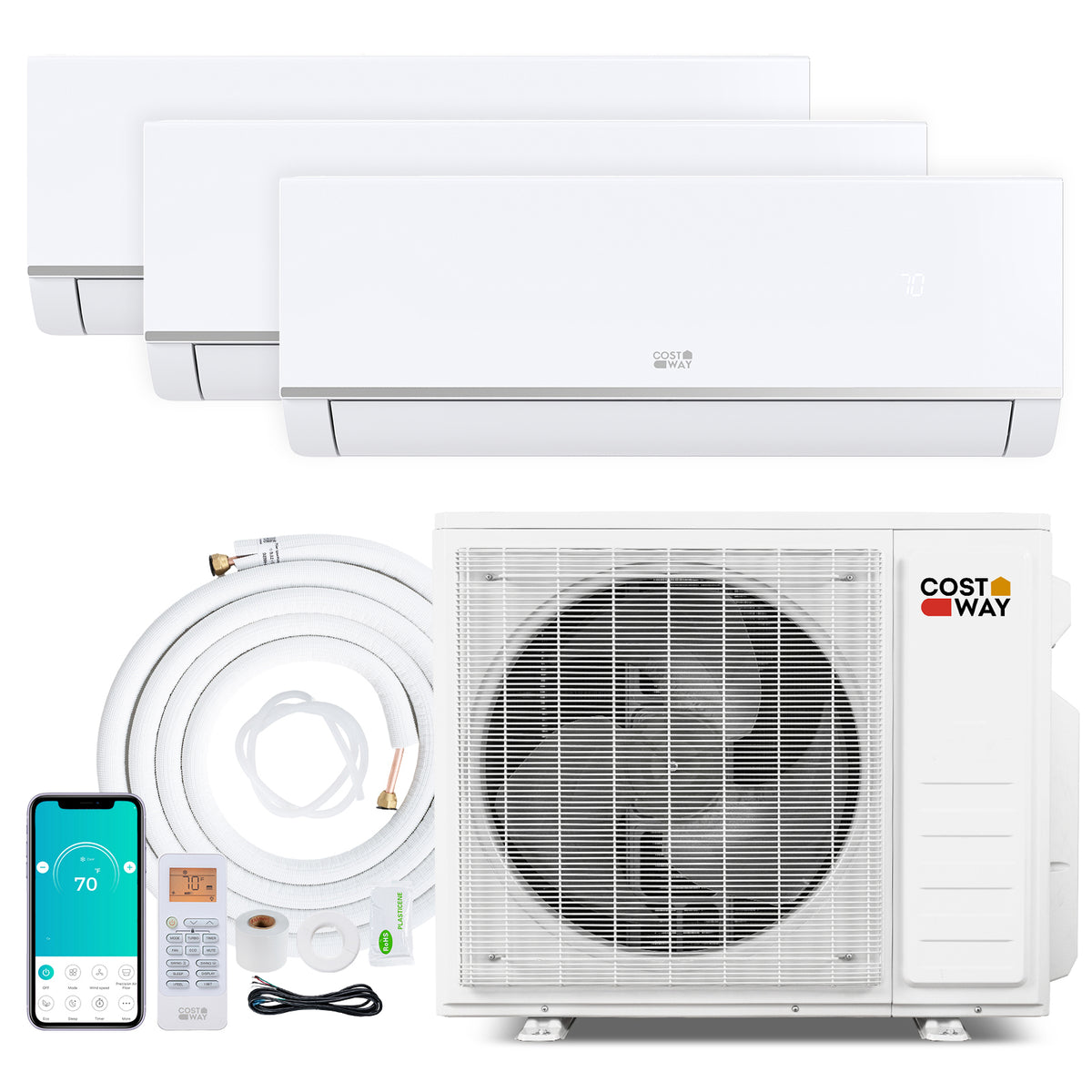 Blast Pro 28000 BTU 3 Zone 20 SEER2 Mini Split AC with Heat Pump-9K + 12K + 12K