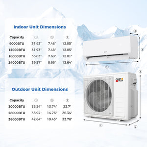 Blast Pro 28000 BTU 3 Zone 20 SEER2 Mini Split AC with Heat Pump-9K + 9K + 18K view 3