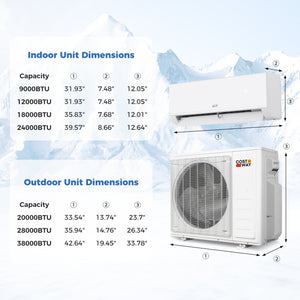 Blast Pro 28000 BTU 2 Zone 23 SEER2 Mini Split AC with Heat Pump-12K + 12K view 3