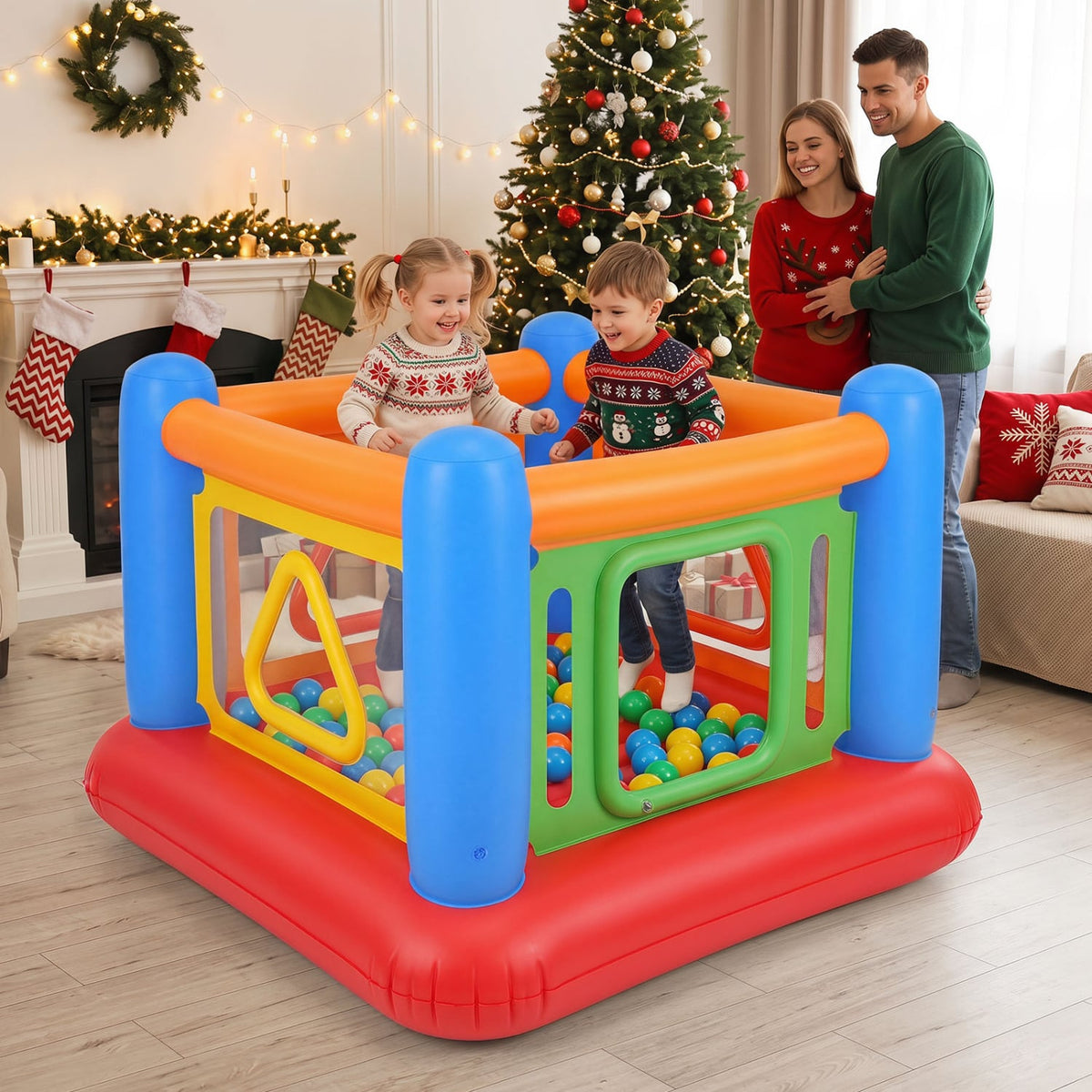 Blow Up Jumping House for Kids with Transparent Side Walls-Blue view 2