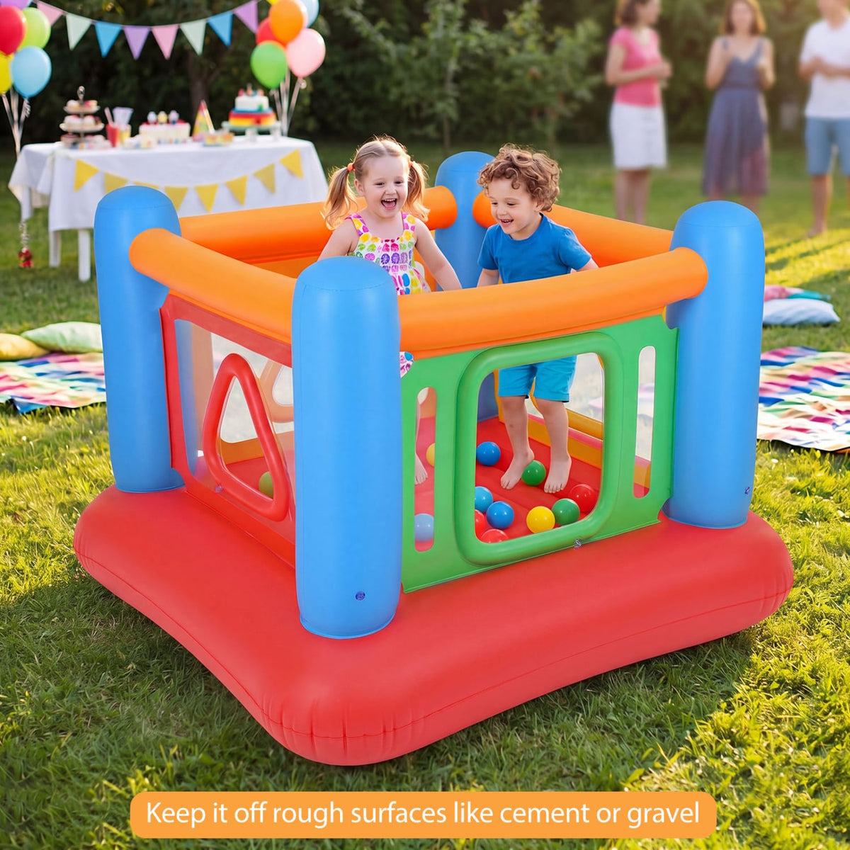 Blow Up Jumping House for Kids with Transparent Side Walls-Blue view 3