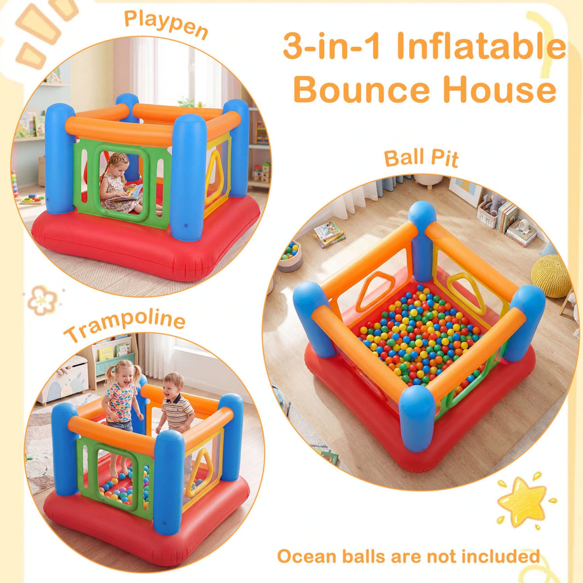 Blow Up Jumping House for Kids with Transparent Side Walls-Blue view 6