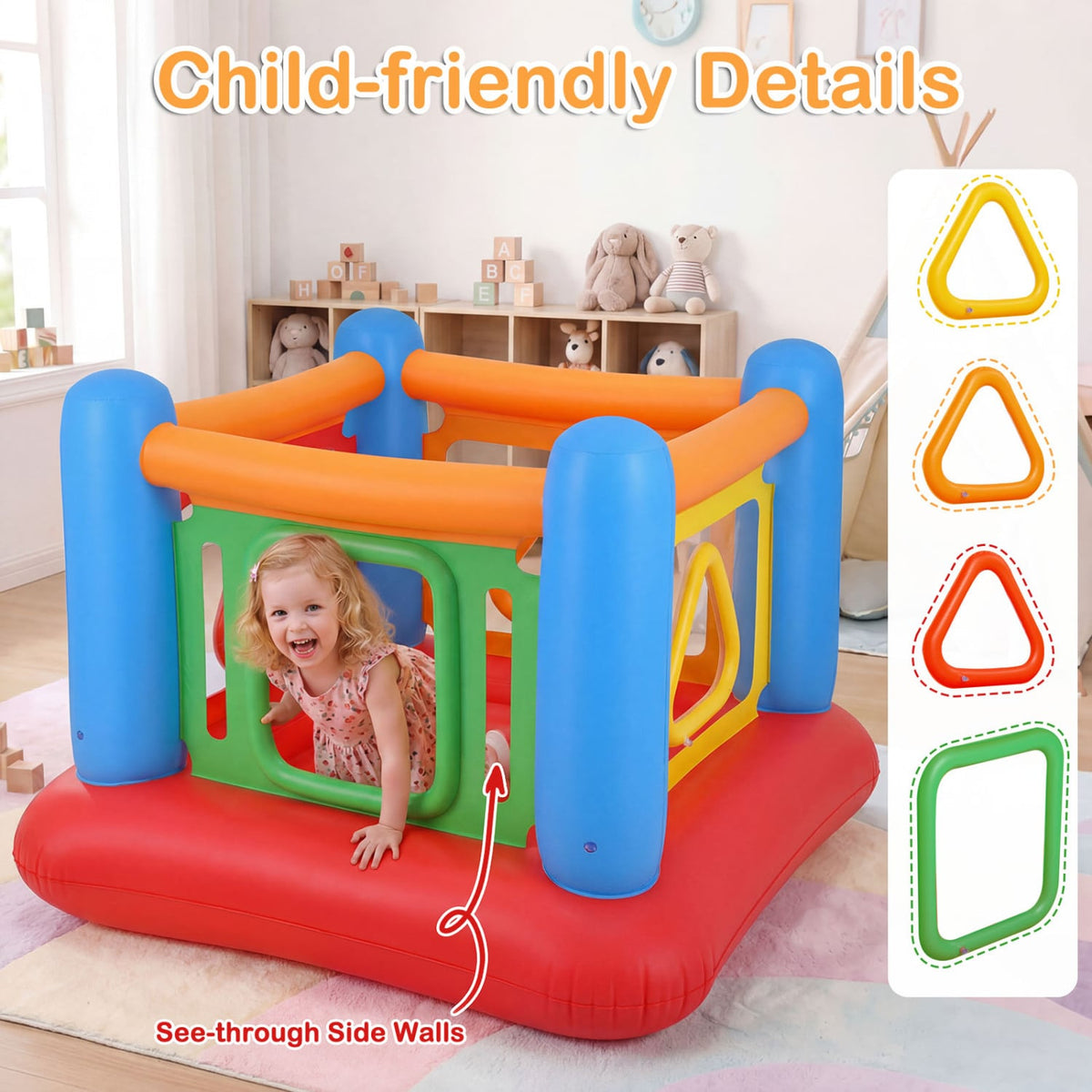 Blow Up Jumping House for Kids with Transparent Side Walls-Blue view 7