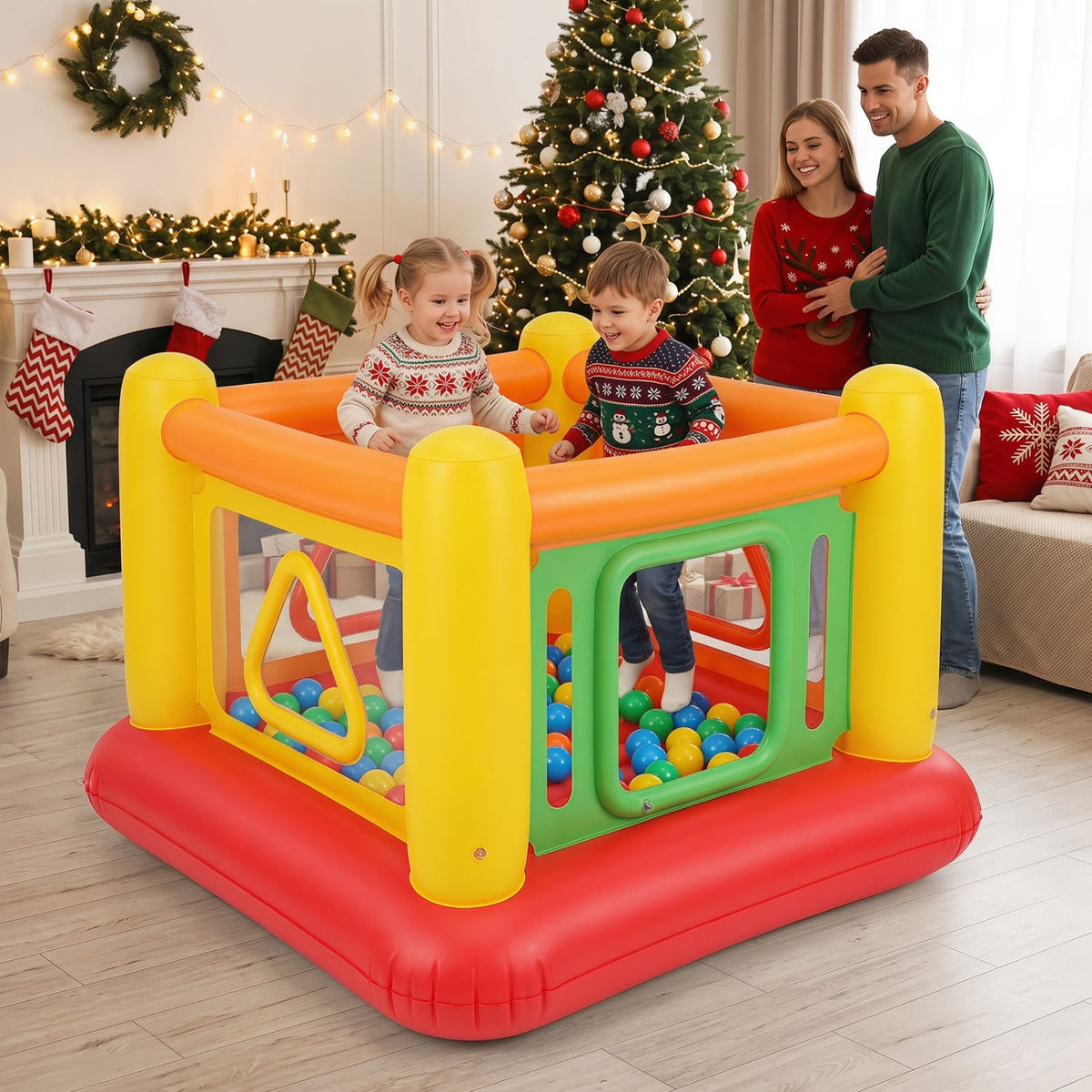 Blow Up Jumping House for Kids with Transparent Side Walls-Red view 2