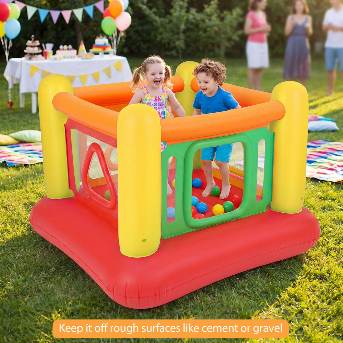 Blow Up Jumping House for Kids with Transparent Side Walls-Red view 3