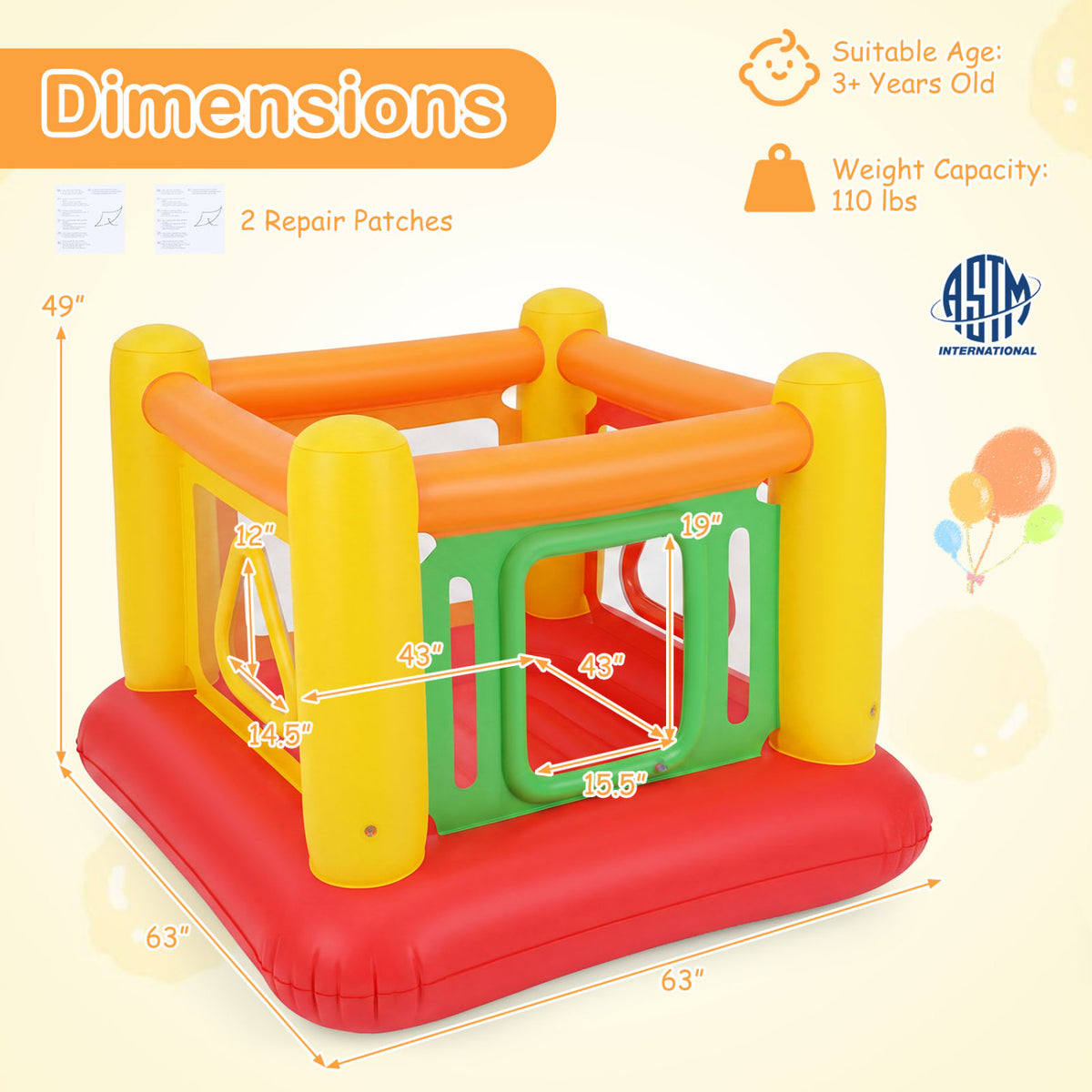 Blow Up Jumping House for Kids with Transparent Side Walls-Red view 5