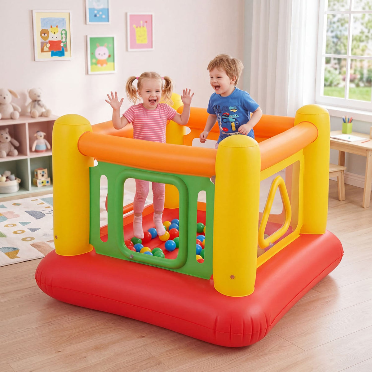 Blow Up Jumping House for Kids with Transparent Side Walls-Red view 6