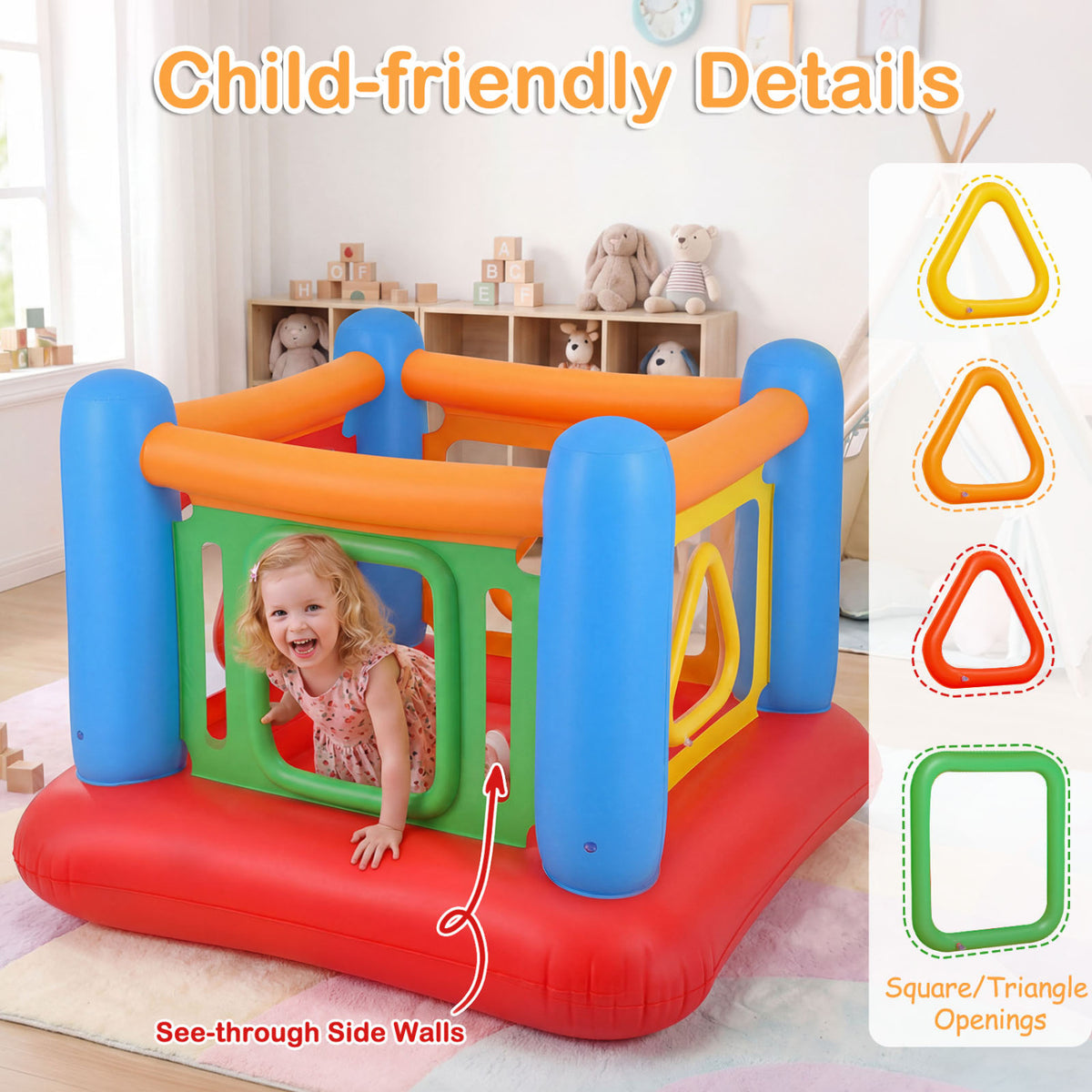 Blow Up Jumping House for Kids with Transparent Side Walls-Red view 7
