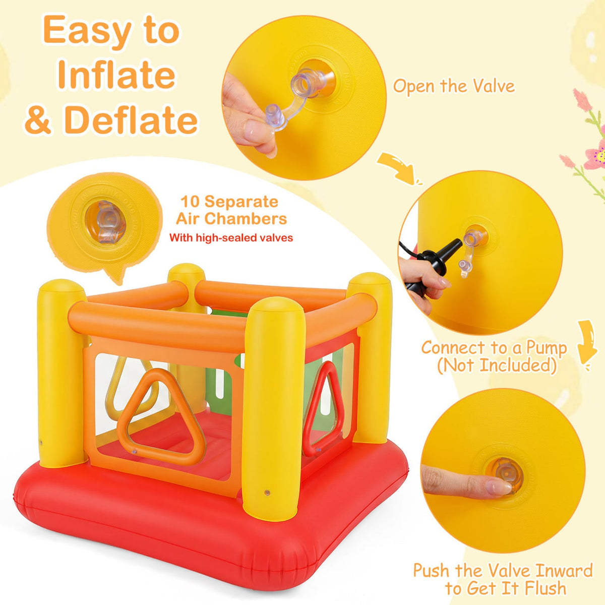 Blow Up Jumping House for Kids with Transparent Side Walls-Red view 8