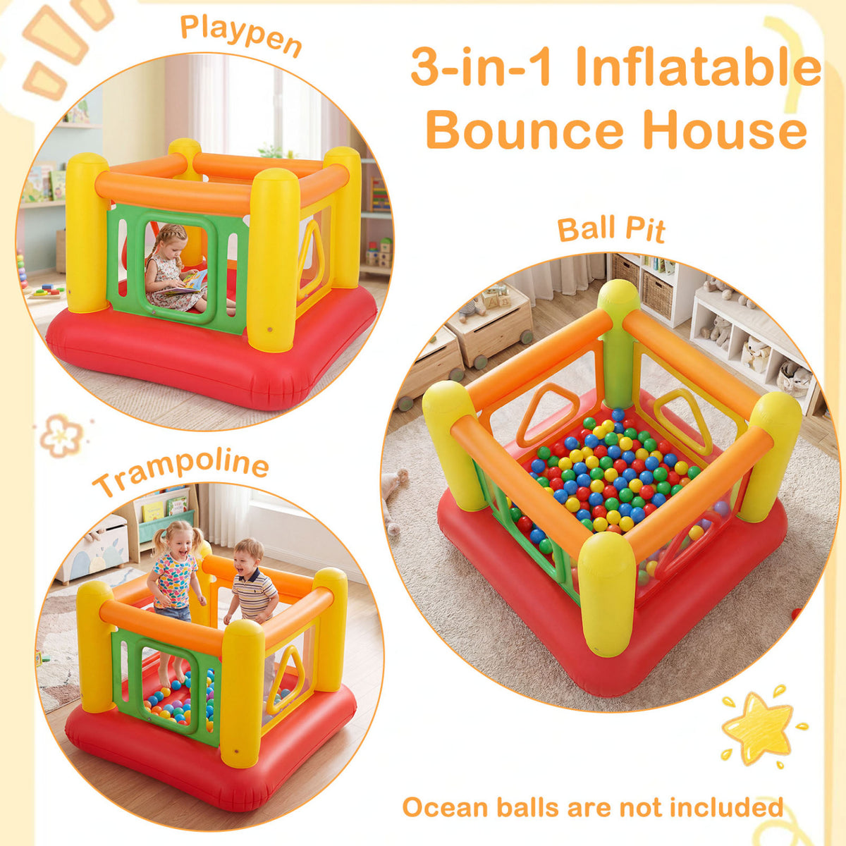 Blow Up Jumping House for Kids with Transparent Side Walls-Red view 9