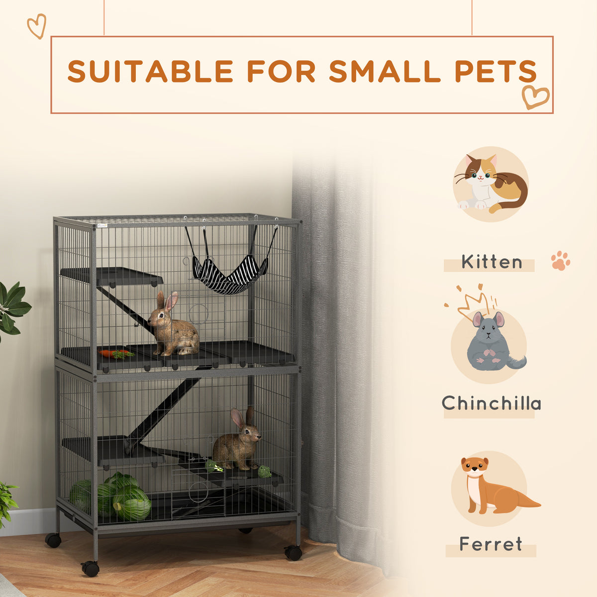 5-Tier Rolling Small Animal Cage, Deluxe Guinea Pig Cage, Ferret Cage for Mink Chinchilla Kitten Rabbit – view 10