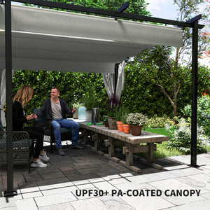 8' x 8.5' Metal Retractable Pergola Canopy with Sidewalls, Outdoor Gazebo UPF30+ Sun Shade Shelter for Garden, Deck