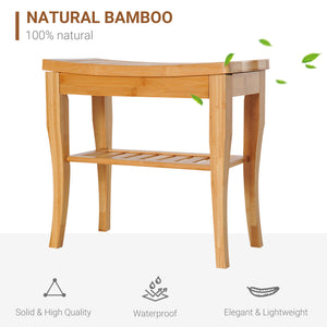 20" Bamboo Shower Bench Bathroom Stool Spa Bath Seat Organizer Storage Shelf
