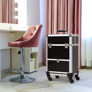 Portable Aluminum Makeup Train Cases, Rolling Makeup Case – view 7