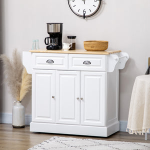 Kitchen Island with Storage Rolling Kitchen Serving Cart with Rubber Wood Top Towel Rack Storage Drawer – view 14