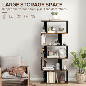 5-Tier Bookshelf, Geometric S Shaped Bookcase, Tall Narrow Display Shelf for for Living Room, Study Room – view 10